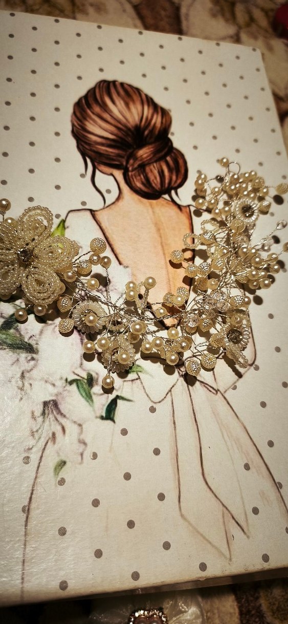 İnci Detaylı Beyaz Vintage Saç Aksesuarı - Görsel 3