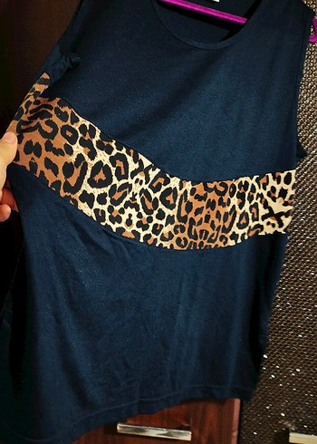 Leopar Desenli Lacivert Kadın bluz ceket takim - Görsel 9