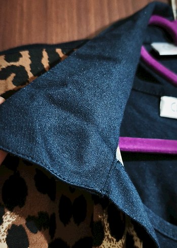 Leopar Desenli Lacivert Kadın bluz ceket takim - Görsel 12