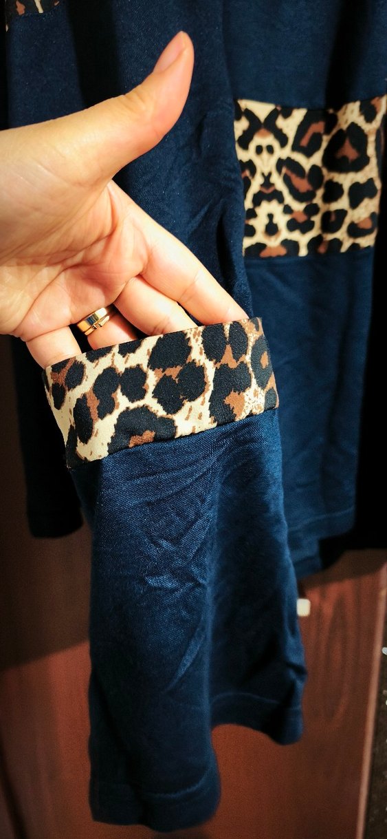 Leopar Desenli Lacivert Kadın bluz ceket takim - Görsel 2