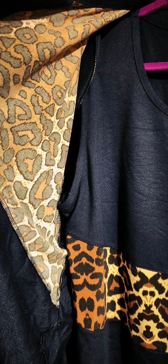 Leopar Desenli Lacivert Kadın bluz ceket takim - Görsel 3