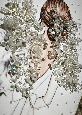 Beyaz Cam Boncuklu Kadın Saç Aksesuarı - Görsel 4