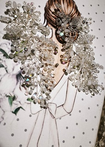 Beyaz Cam Boncuklu Kadın Saç Aksesuarı - Görsel 5