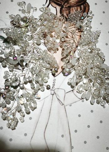 Beyaz Cam Boncuklu Kadın Saç Aksesuarı - Görsel 2