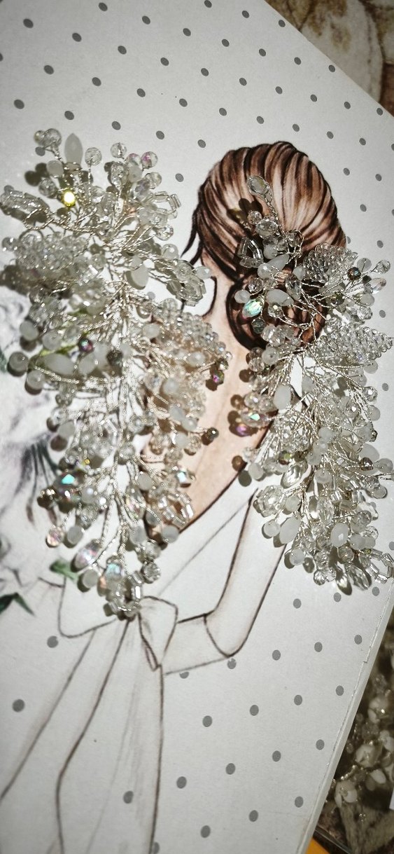 Beyaz Cam Boncuklu Kadın Saç Aksesuarı - Görsel 4