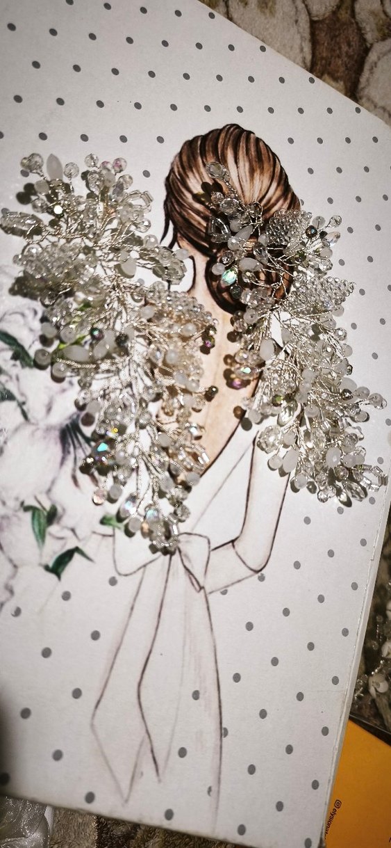 Beyaz Cam Boncuklu Kadın Saç Aksesuarı - Görsel 5