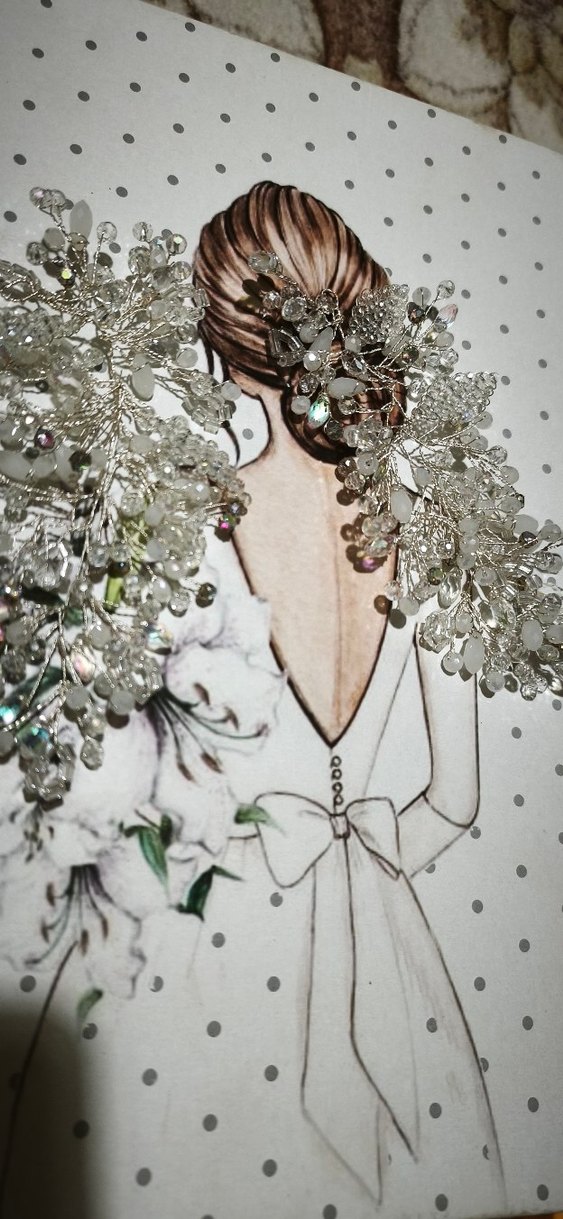 Beyaz Cam Boncuklu Kadın Saç Aksesuarı - Görsel 3