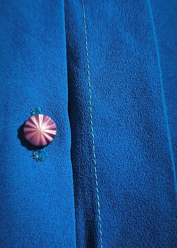 VİNTAGE Uzun Kollu Mavi Piliseli Kadın Elbise - Görsel 6