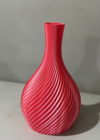 Pembe Renkli Dalgalı Desenli Vazo