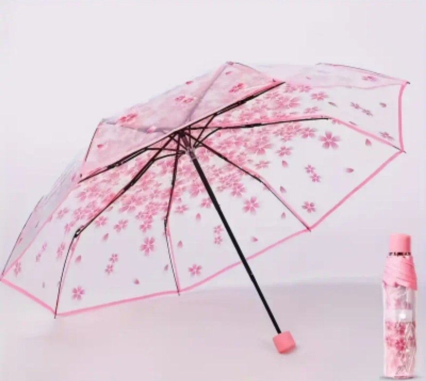 Pembe Transparan Kadın Şemsiye - Görsel 2