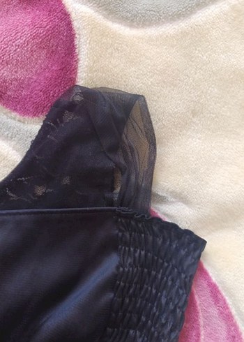 Siyah Drape Detaylı Straplez Uzun Kadın Elbise - Görsel 4