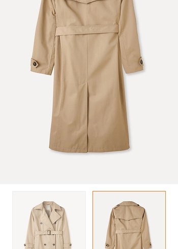 Bej Kadın Uzun Düğmeli Trençkot - Görsel 3