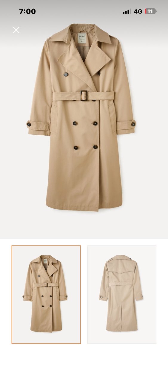 Bej Kadın Uzun Düğmeli Trençkot - Görsel 2