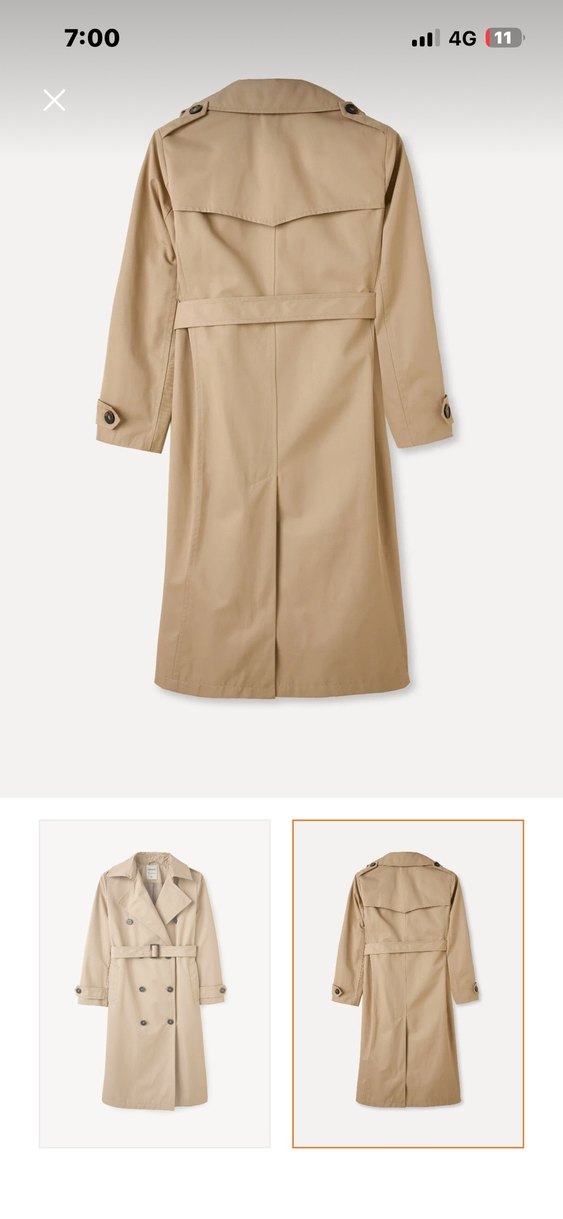 Bej Kadın Uzun Düğmeli Trençkot - Görsel 3