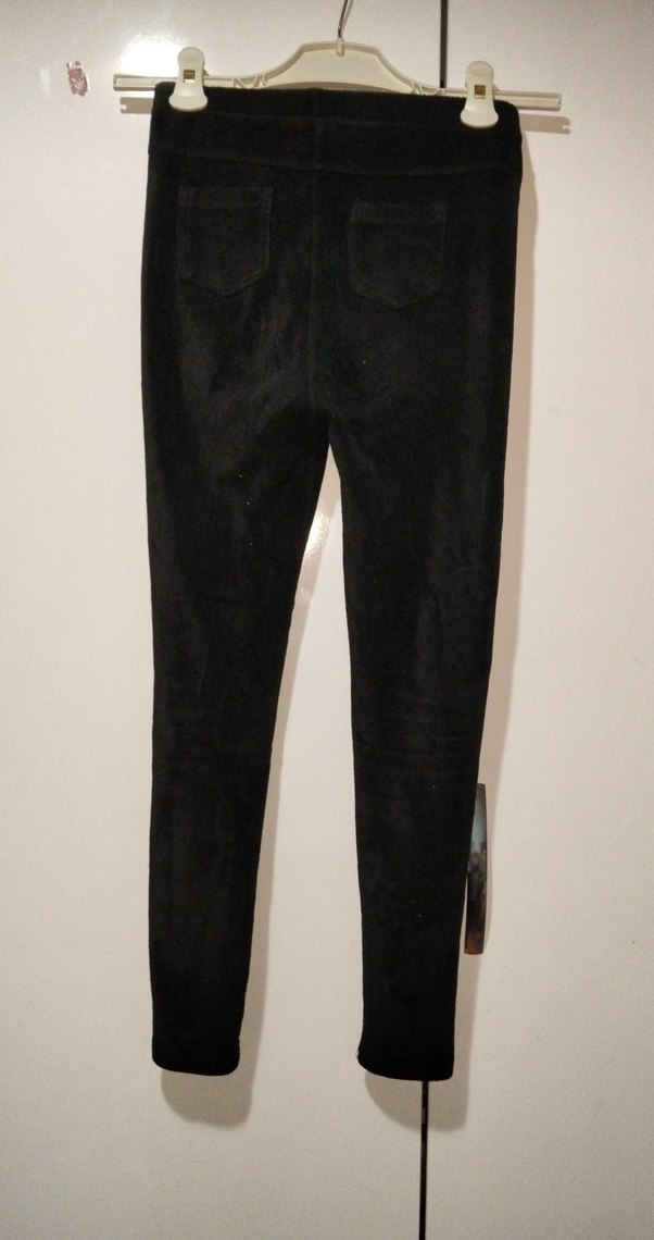 Siyah Süet Fermuarlı Çocuk Skinny Pantolon - Görsel 4