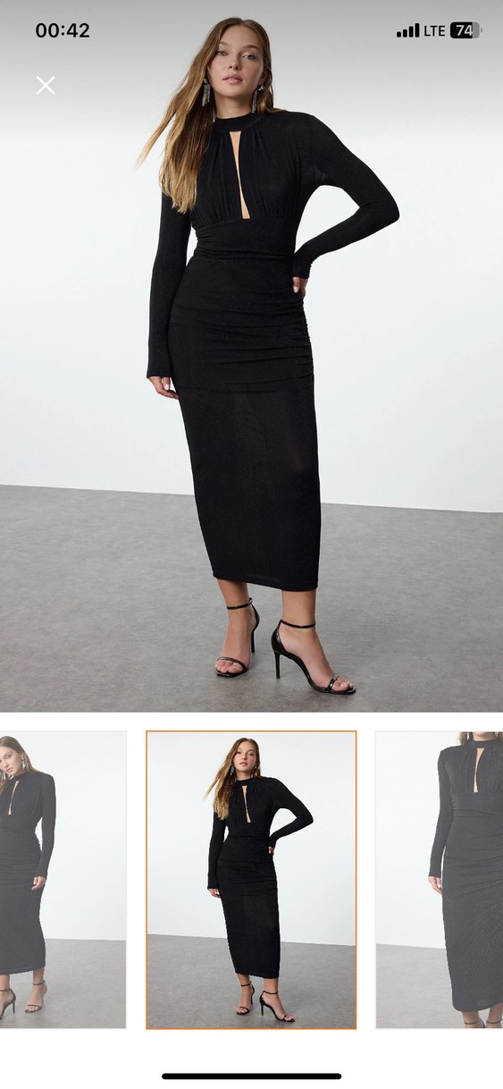 Siyah Süet Uzun Kol Leopar Detaylı Elbise - Görsel 2