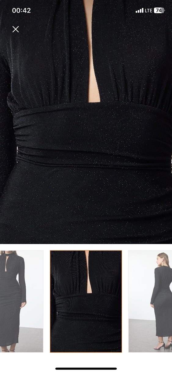 Siyah Süet Uzun Kol Leopar Detaylı Elbise - Görsel 4