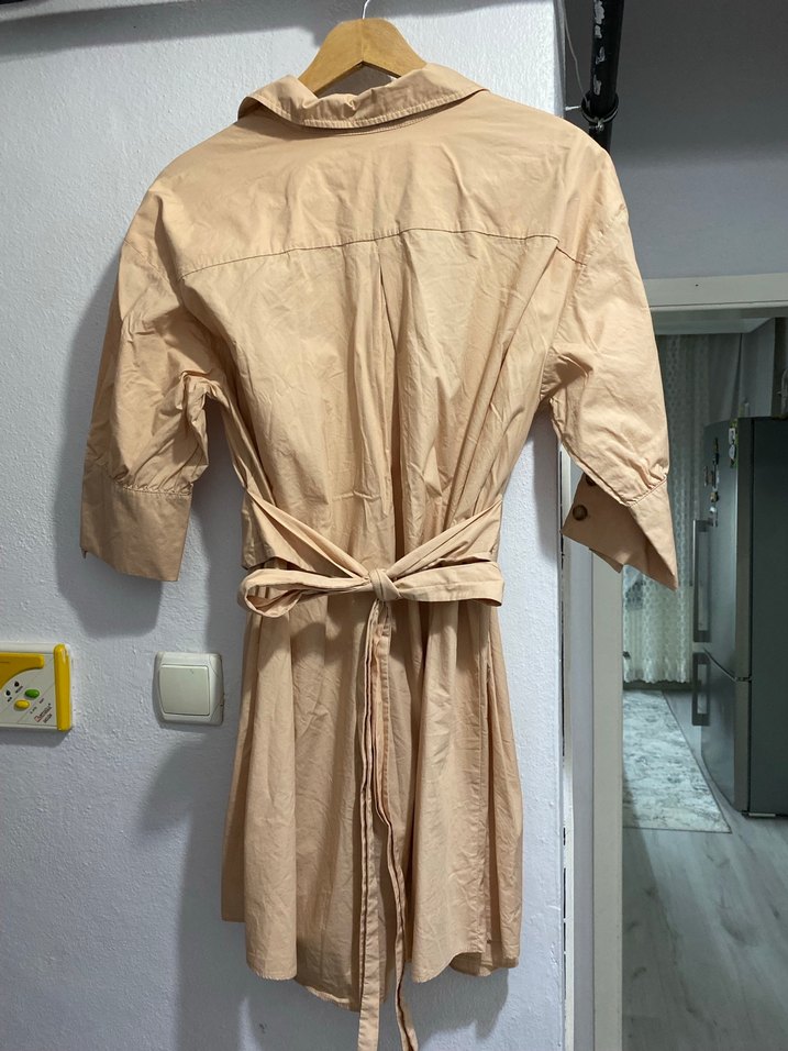 Bej Mini Boy Parisian Tarzı Salaş Elbise - Görsel 2