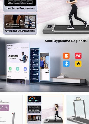 LED Ekranlı Siyah Koşu Bandı Hoparlörlü - Görsel 5