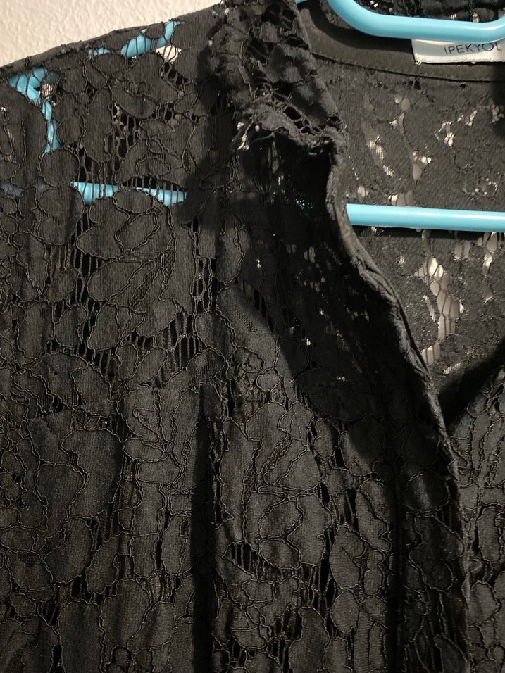 Uzun Kollu Siyah Dantel Gotic Elbise - Görsel 2