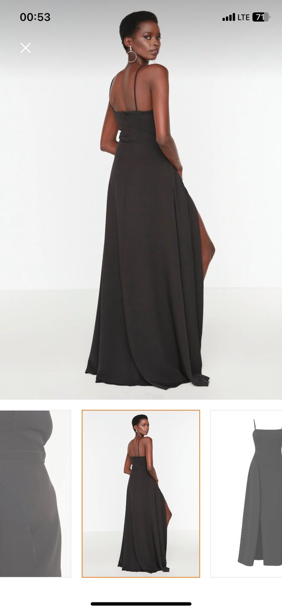 Siyah Drapeli Uzun Askılı Elbise - Görsel 2