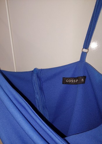 Mavi Drapeli Mini Abiye Elbise - Görsel 3