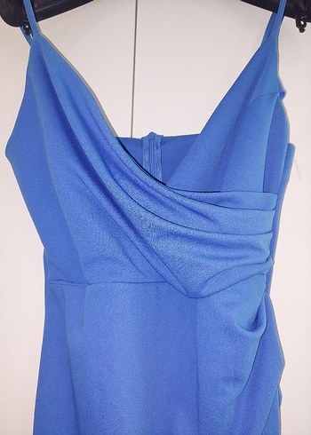 Mavi Drapeli Mini Abiye Elbise - Görsel 4