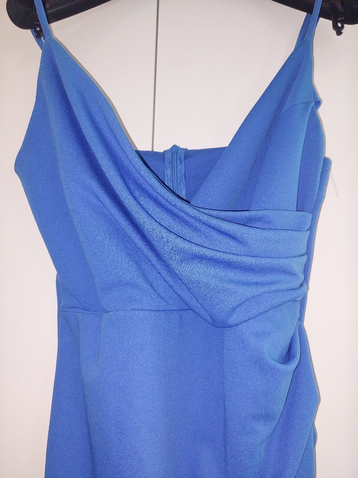 Mavi Drapeli Mini Abiye Elbise - Görsel 4