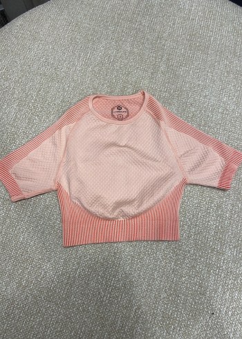 Kadın  Triko Kısa Kollu Sporcu Crop Top - Görsel 3