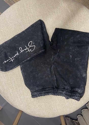 Gri Baskılı Fermuarlı Rahat Erkek Eşofman takımı Lenasso - Görsel 3