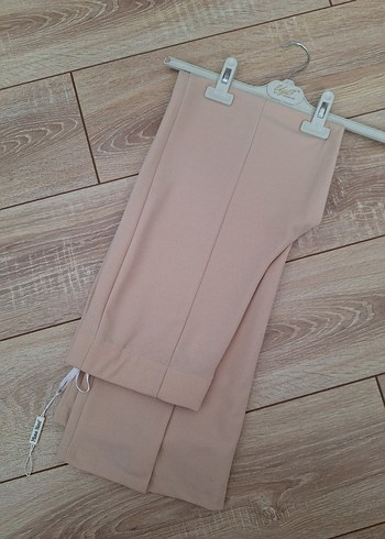 Bej Midi Kumaş Kadın Pantolon