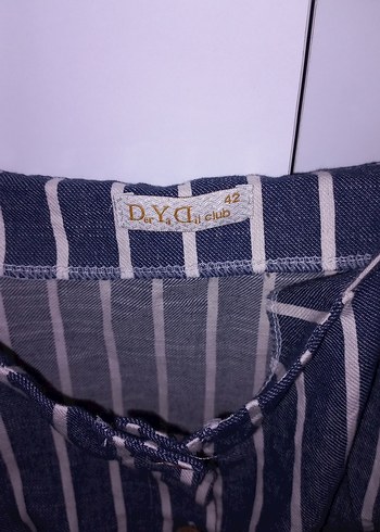 Mavi Düğmeli Çizgili Midi Kadın Elbise - Görsel 3