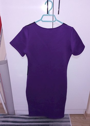 Mor Dantel Detaylı Midi Kadın Elbise - Görsel 3