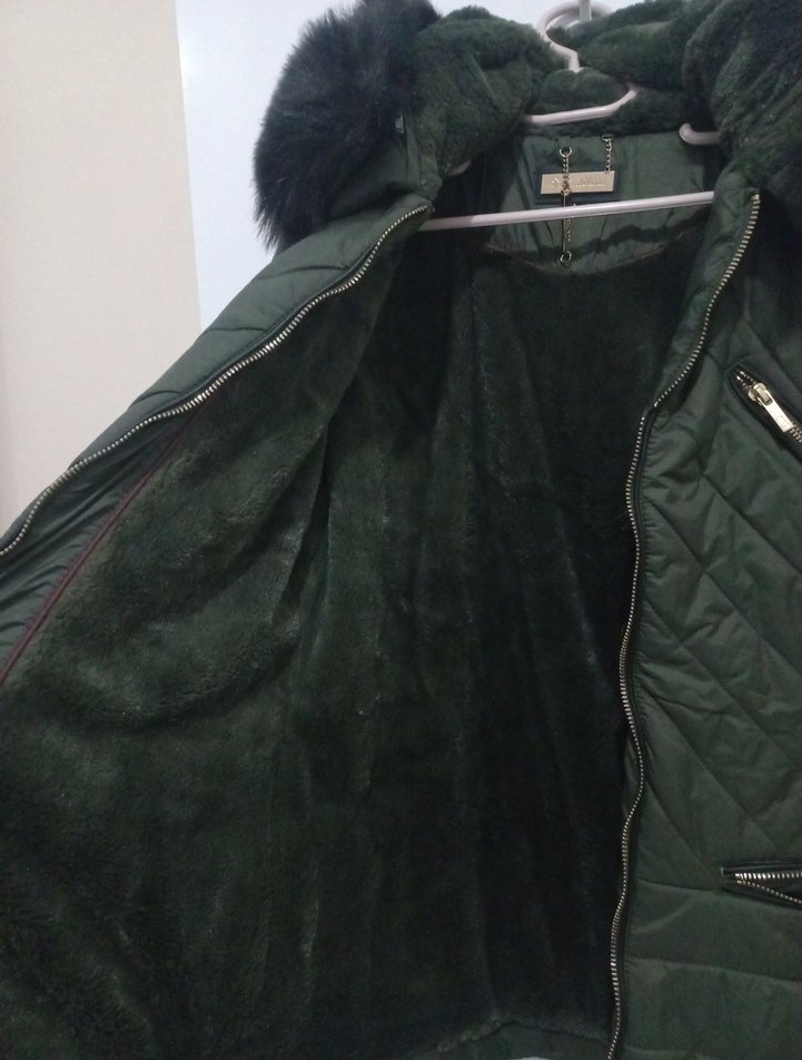 Dynomo Woman Marka Kadın Mont Haki Yeşil Kürklü Kapüşonlu - Görsel 2