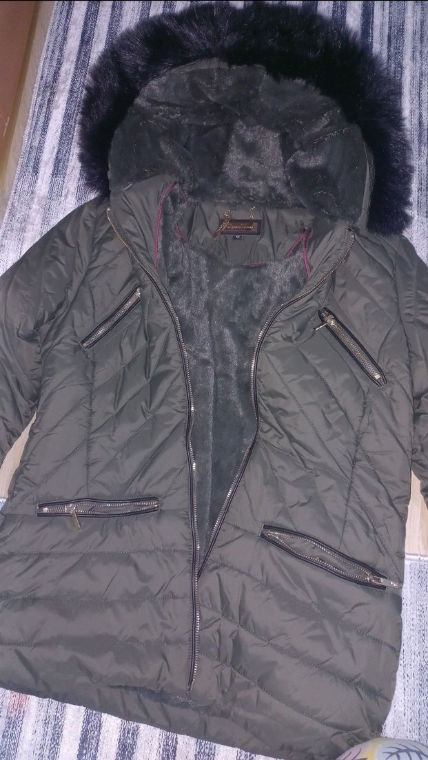 Dynomo Woman Marka Kadın Mont Haki Yeşil Kürklü Kapüşonlu - Görsel 3