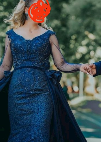 Abiye Uzun Lacivert Straplez Gotik Nişan Elbisesi