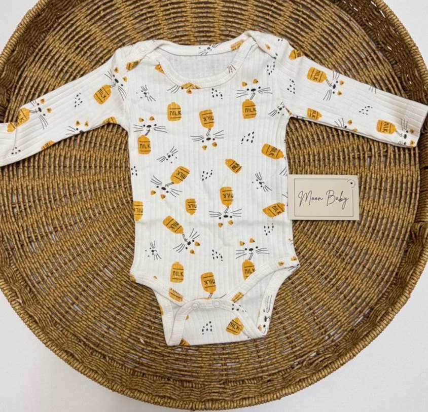 Beyaz Pamuklu Uzun Kollu Bebek Tulum - Görsel 2