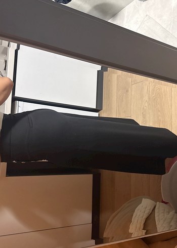 Düğmeli Siyah Kadın Kumaş Pantolon - Görsel 2