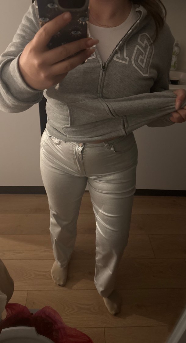 Gümüş Parlak Pantolon - Görsel 5