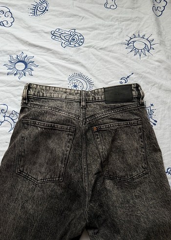 Düğmeli Gri Kadın Kot Pantolon - Görsel 3