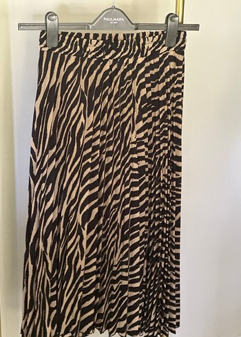Zebra Desenli Uzun Pilili Kadın Etek