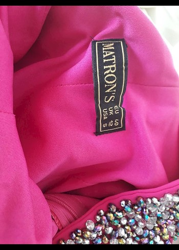 Taşlı özel tasarım Pembe Kadın Abiye Elbise - Görsel 6