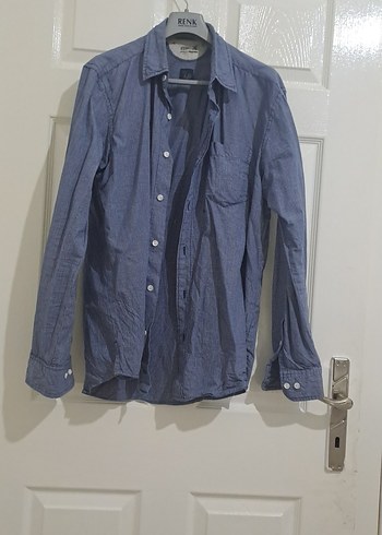 Erkek Mavi Denim Uzun Kollu Gömlek - Görsel 2