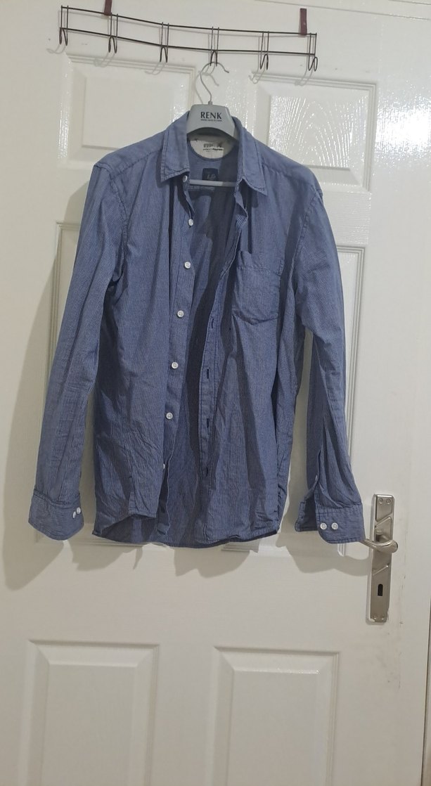 Erkek Mavi Denim Uzun Kollu Gömlek - Görsel 2