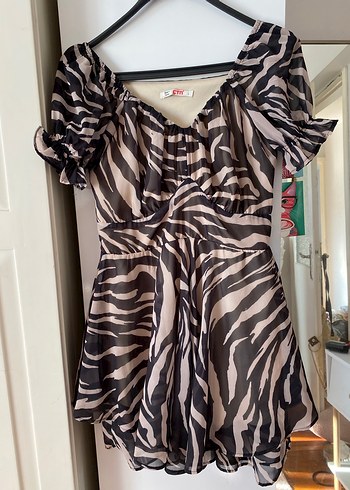 m Beden Zebra Desenli elbise