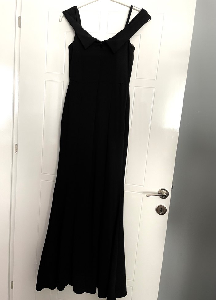 Siyah Uzun Drapeli Gösterişli Kadın Abiye - Görsel 4