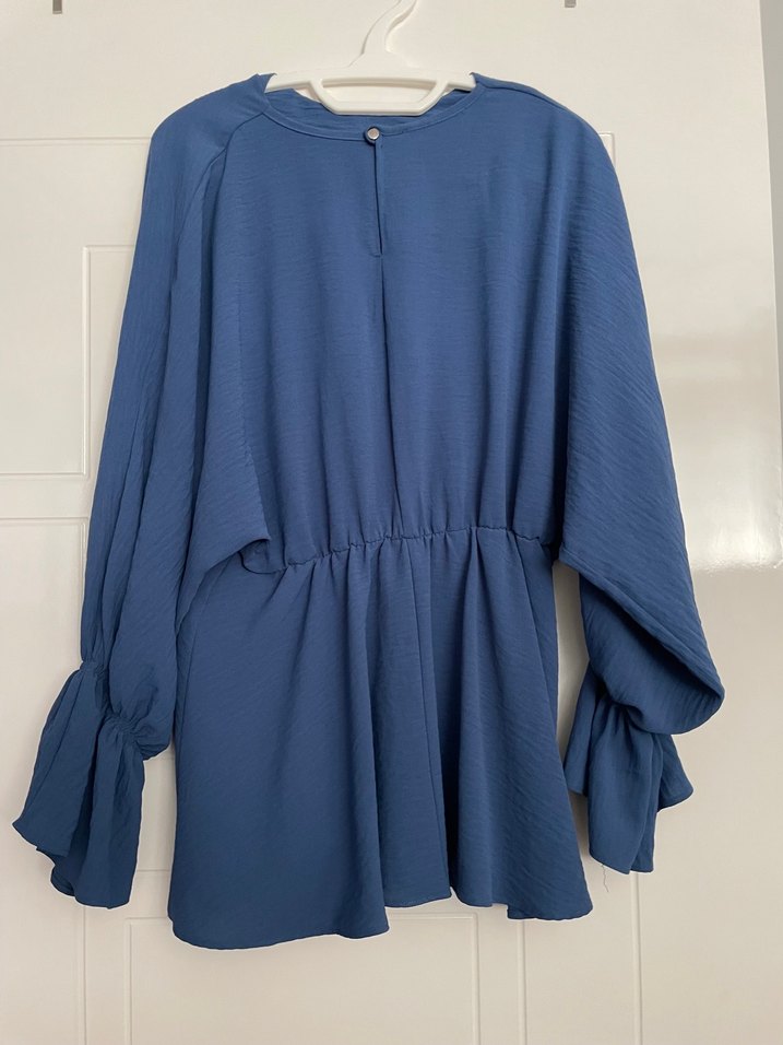 Mavi Uzun Kollu Kadın Elbise - Görsel 3