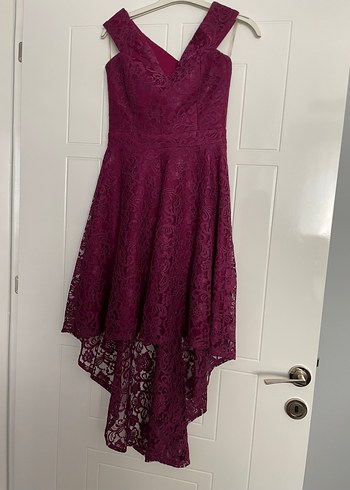 Bordo Dantel Mini Straplez Kokteyl Elbisesi - Görsel 4