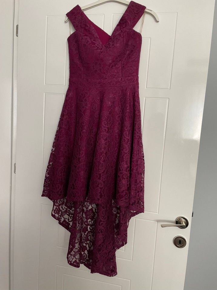 Bordo Dantel Mini Straplez Kokteyl Elbisesi - Görsel 4