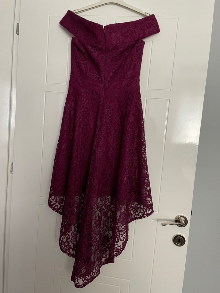 Bordo Dantel Mini Straplez Kokteyl Elbisesi - Görsel 3